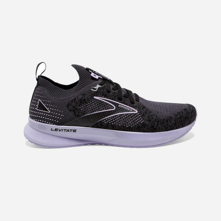 Brooks Levitate Stealthfit 5 Womens Energy Return Road Running Shoes - Black/Ebony/grey Charcoal/Med